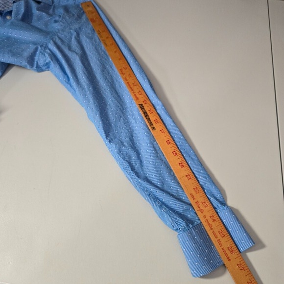 Ted Baker Endurance Shirt Mens 16.5 Blue Button Up Long Sleeve Textured Office - Picture 11 of 13